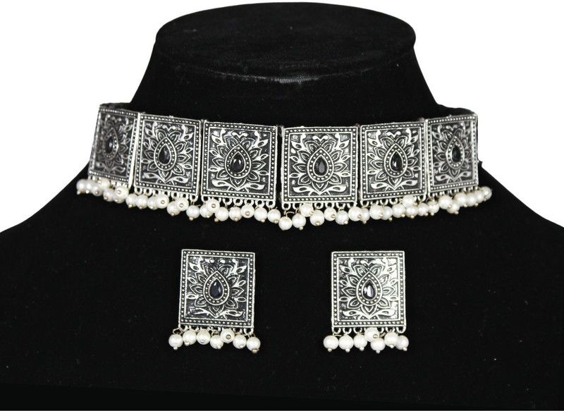 Oxidised Silver Silver Jewel Set  (Pack of 1)