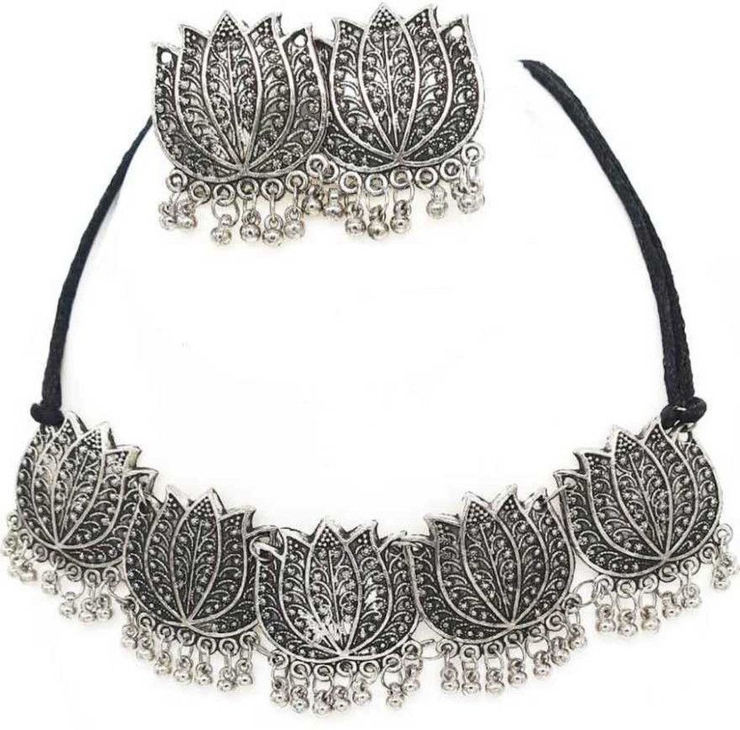 Alloy Black Silver Silver, Black Jewel Set  (Pack of 1)