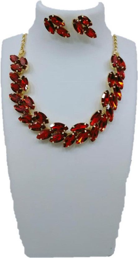 Glass Gold-plated Red Jewel Set  (Pack of 1)
