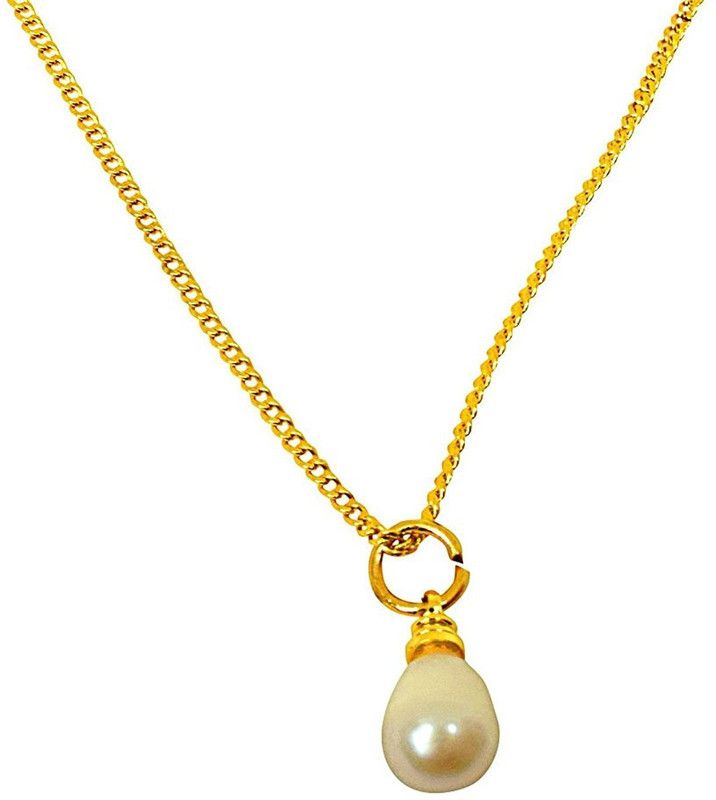 4.00 cts Real Natural Freshwater Pearl Pendant for Girls with Gold Plated 22IN Chain SPP29 Pearl Metal Pendant