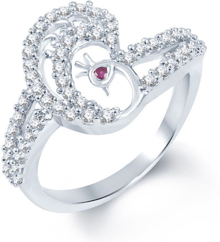 Pretty Alloy Cubic Zirconia Rhodium Plated Ring