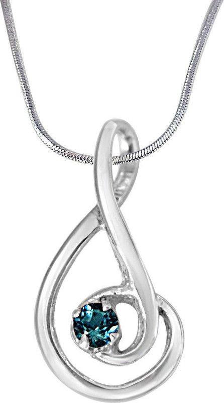 Forever Young Elegantly Designed Blue Topaz & 925 Sterling Silver Pendant with 18 IN Chain (SDP388) Rhodium Topaz Sterling Silver Pendant