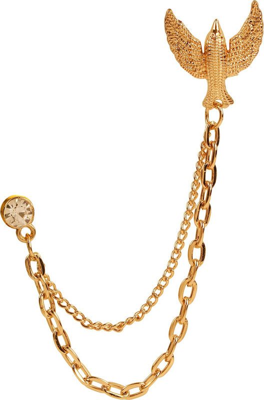 Tripin EAGLE SHAPE LAPEL PIN COLLAR PIN COLLAR CHAIN BROOCH WITH CHAIN IN A GIFT BOX Brooch  (Gold)