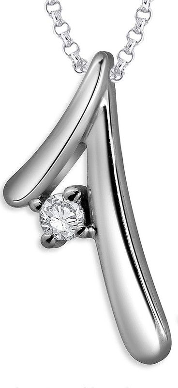 Serena Solitaire CZ With 18" FREE Chain Rhodium Cubic Zirconia Sterling Silver
