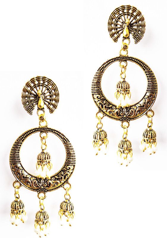 Peacock Earrings with Gold Plating Brass Jhumki Earring Brass Jhumki Earring