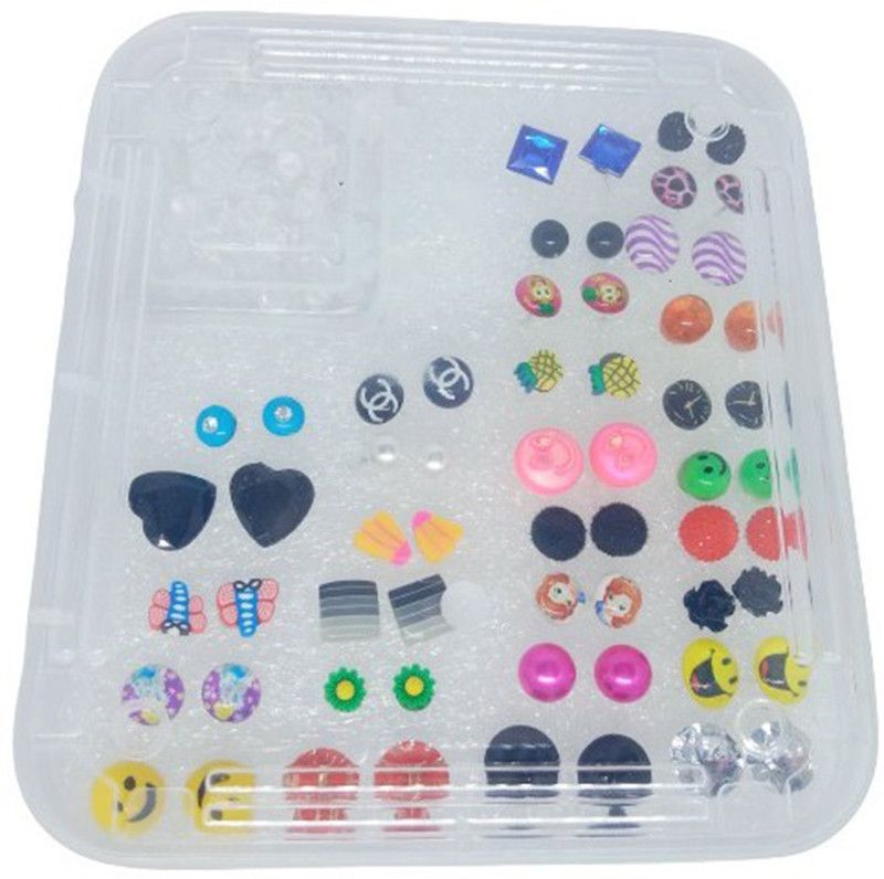 Shivarth Girls/Women's Small Design Plastic and Fiber Stud Earrings with Plastic Back Colour and Design ( Combo of 30 Pairs ) Plastic Stud Earring