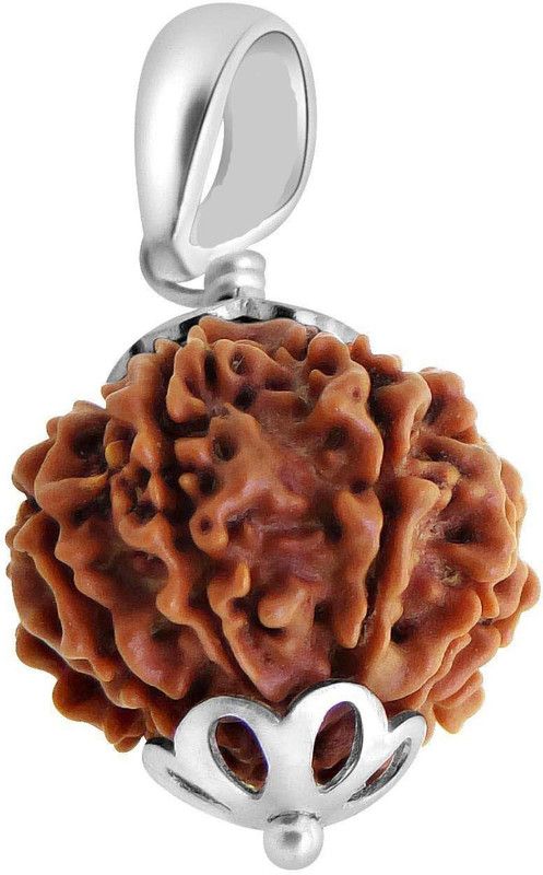 Certified Natural Nine Mukhi (9 face) Rudraksha With Lab Tested Certificate 925 Sterling Silver Wood Pendant