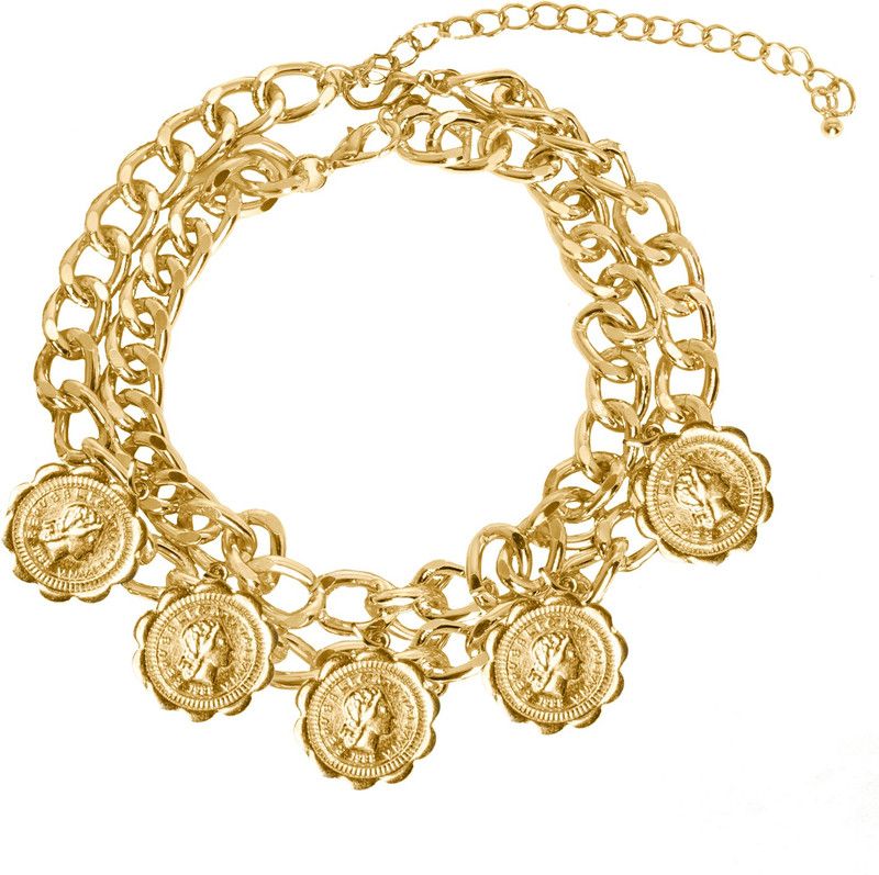 Bold Medallion Gold Layered Necklace Alloy Necklace