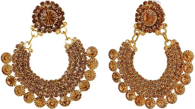Zircon Crystal Chandbali Metal Chandbali Earring