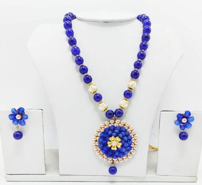 Glass, Plastic Blue Jewel Set  (Pack of 1)
