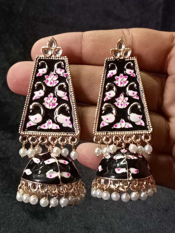 1597 BLACK JHUMKI EARRING Alloy Jhumki Earring
