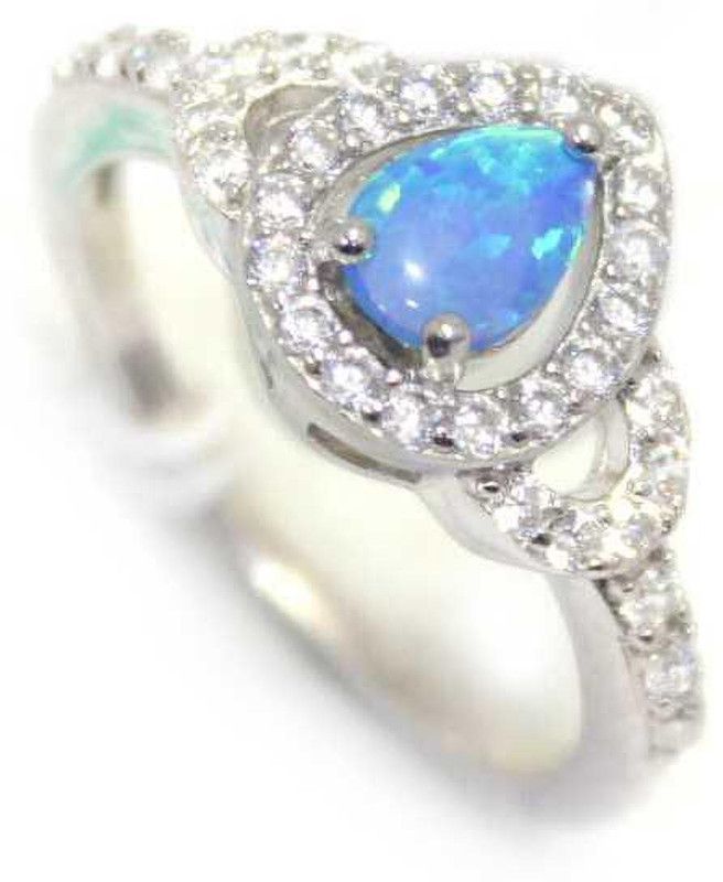 Women's 925 Sterling Silver synthetic opal white zircon gem stone Ring C 273 Sterling Silver Opal Sterling Silver Plated Ring