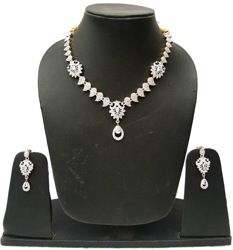Metal Silver, Gold-plated Silver, White Jewel Set  (Pack of 1)