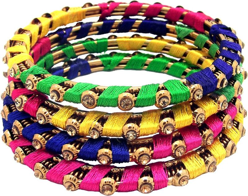 Alloy Zircon Gold-plated Bangle Set  (Pack of 4)