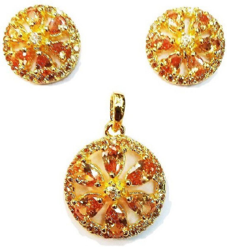 Stone Gold-plated Orange Jewel Set  (Pack of 1)