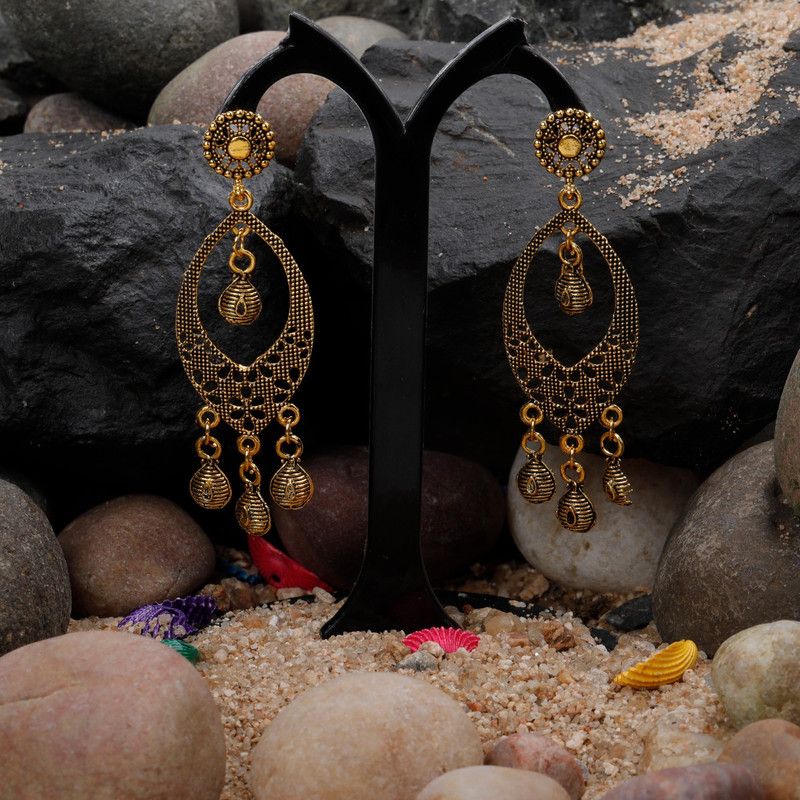 Pretty Golden Multi Drop Designer Earrings Alloy Drops & Danglers