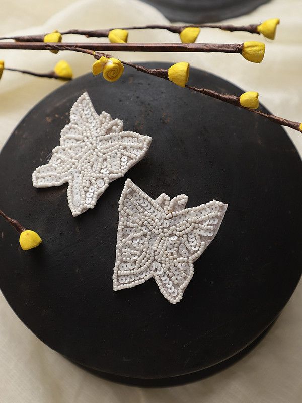 White Butterfly Woven Earrings Brass Earring Set