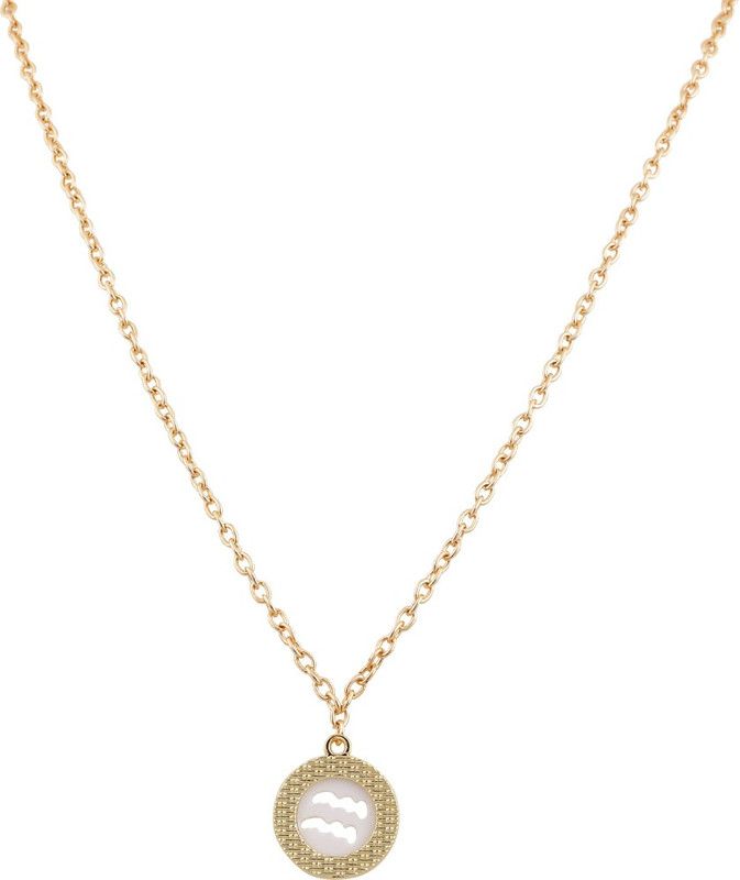 Zodiac Sign Shining Jewel Gold Plated "Aquarious Sign" Pendant with Short-chain for Girls & Womens Metal Chain