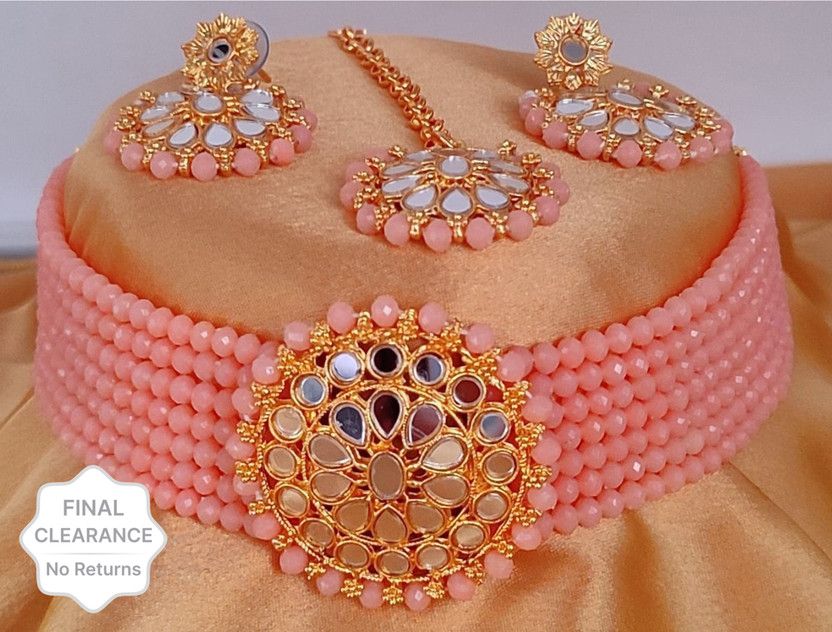 Brass 999 Silver Pink, Gold Jewel Set  (Pack of 1)
