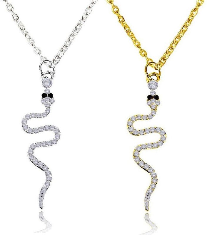Pack Of 2 X000061 Nug Mahakaal Shiva Reptile Snake/Sarp Locket Pendant Necklace Stainless Steel Pendant