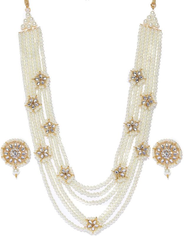 Stone Gold-plated White, Silver Jewel Set  (Pack of 1)