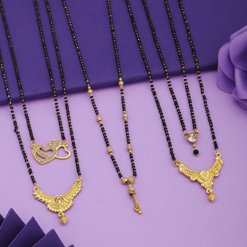 bhanu diam gold plated black bead mangalsutra Alloy Mangalsutra
