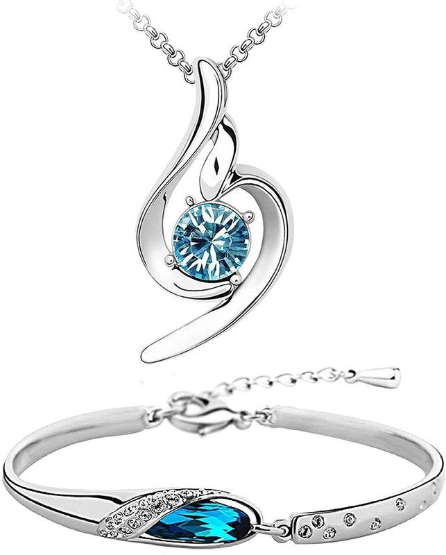 Alloy Platinum Platinum, Blue Jewel Set  (Pack of 1)