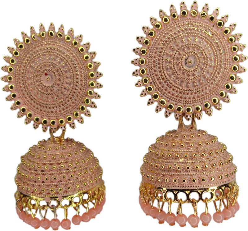 Latest Collection Kundan Jhumka earrings for Girls and Woman Rose Gold Color) Brass Jhumki Earring