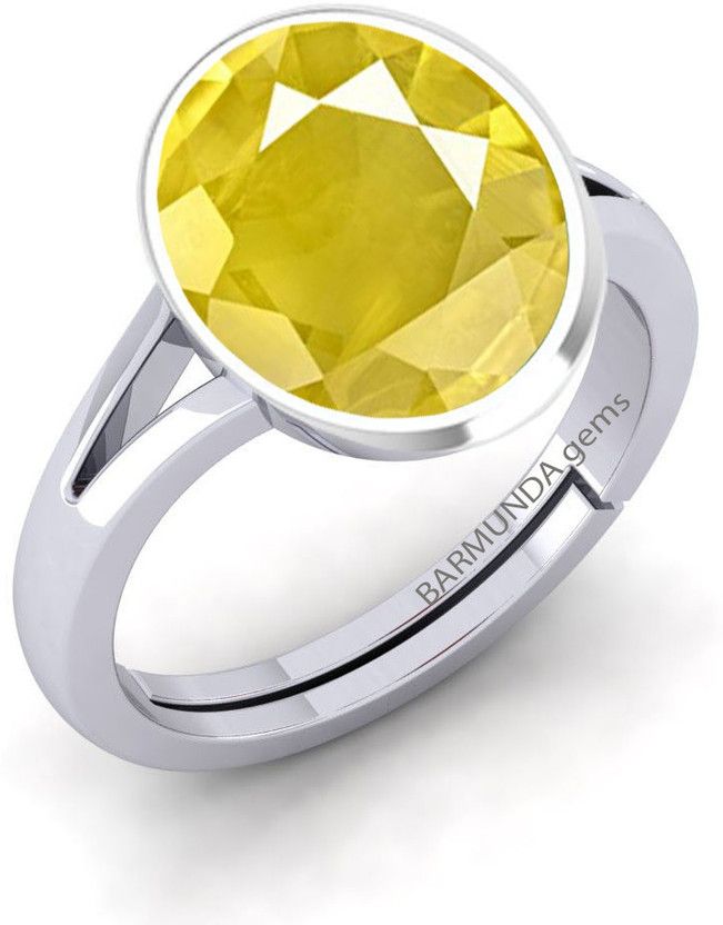 7.25 Ratti yellow sapphire ring for men and women Metal Sapphire Silver Plated Ring
