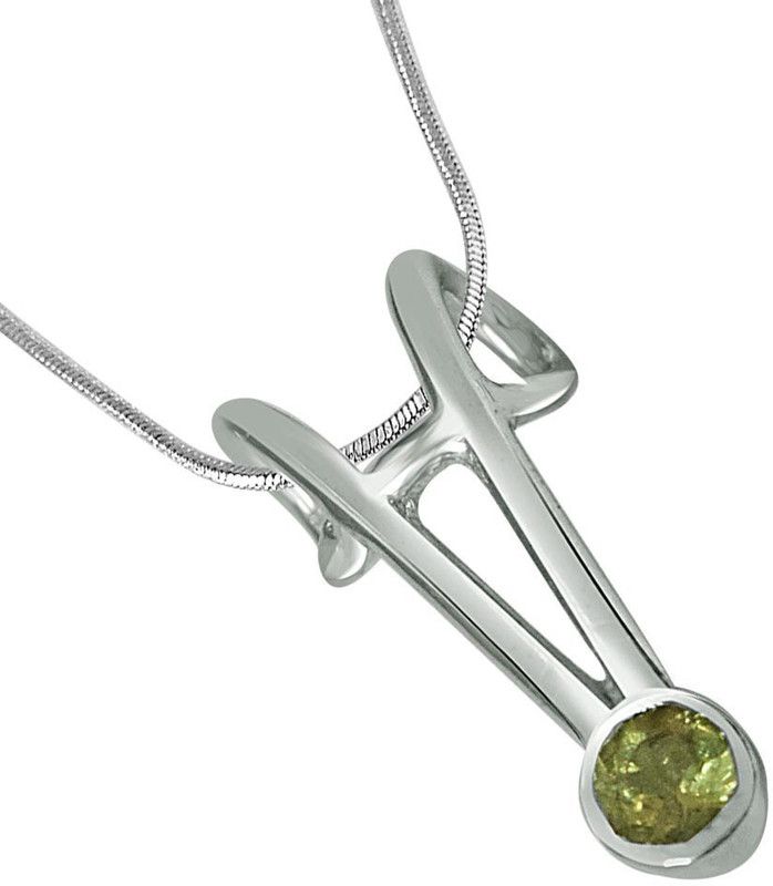 Gleem Bell - Green Tourmaline & Sterling Silver Pendant with 18 IN Chain (SDP379) Silver Tourmaline Sterling Silver Pendant