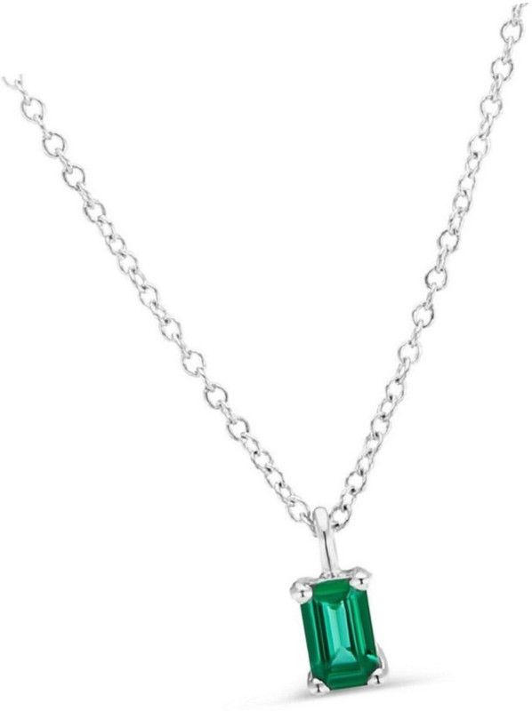 5.25 Carat 925 Sterling Silver Green Emerald Pendant May Birthstone Original Natural Certified Emerald Cut Faceted Gemstone Zambian Columbia Panna Silver Plated Pendant for Unisex Silver Emerald Silver Pendant