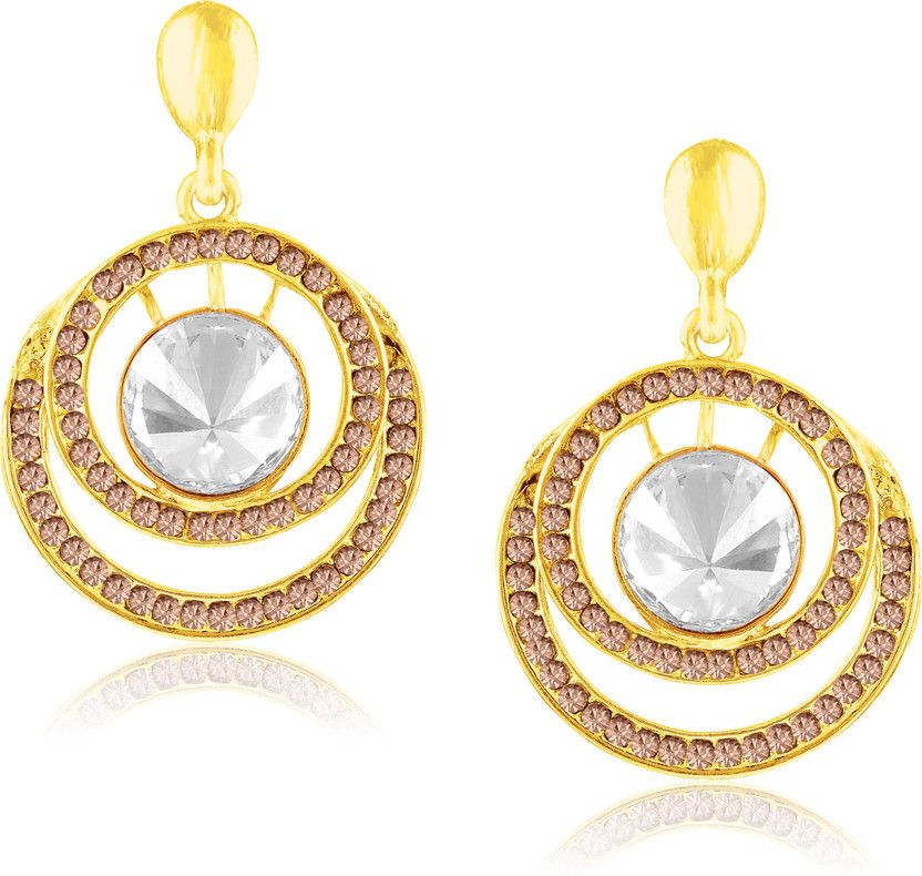Fashion Jewellery Traditional Gold plated Pearl Chandbali Crystal Earrings for women party wear stylish designer Wedding Set Ear rings studs for girls- earrings studs-111 Cubic Zirconia Copper, Brass Earring Set