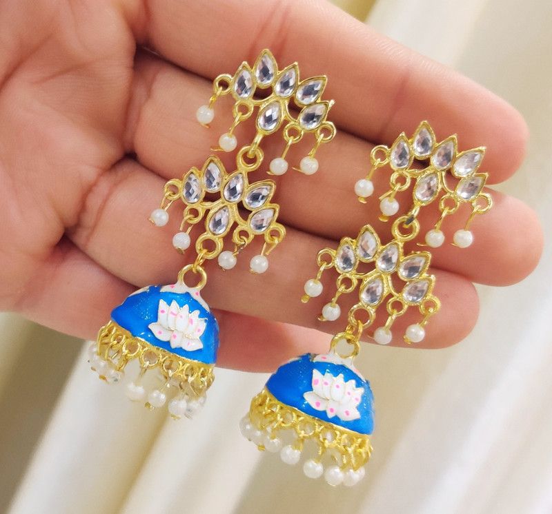 (6 ST. Meena-Firozi) Attractive Design Jhumki For Girls & Women Alloy Jhumki Earring