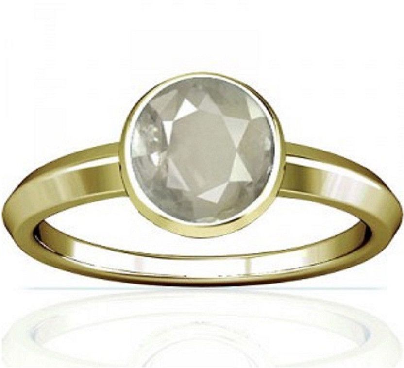White Sapphire Ring with Natural White Sapphire Stone Sapphire Gold Plated Ring