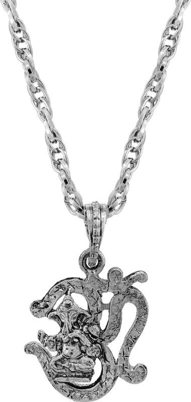 Silver plated Om and Ganesh pendant Hindu temple jewellery Men Women Silver Brass Pendant
