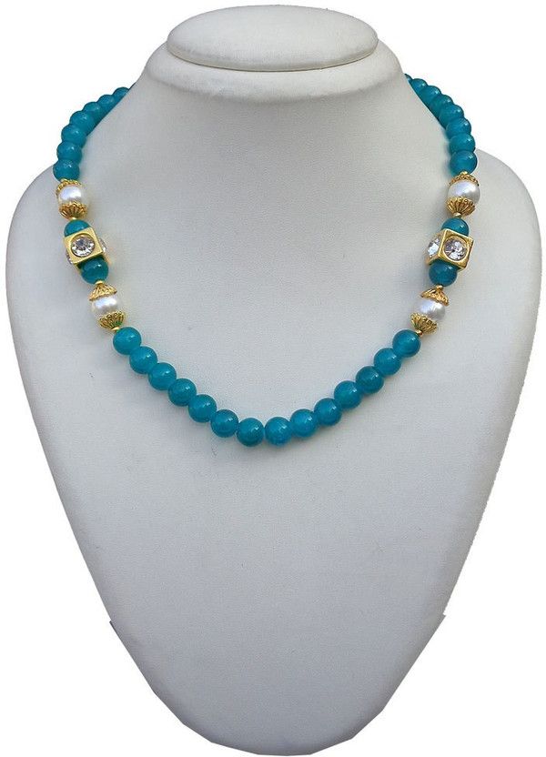 Ira Classy Turquoise Bead Necklace For Women Gold-plated Plated Glass, Alloy Necklace