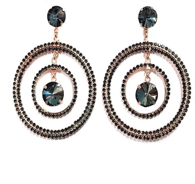 FANCY CYRISTAL SHINE CIRCLE CZ EARING FOR WOMAN & GILRS Cubic Zirconia Metal Plug Earring