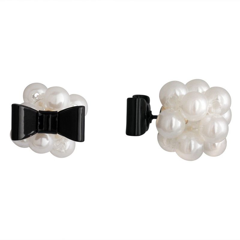 Bow Tie Custer Pearl Gold Plated s For Women & Girls Pearl Alloy Stud Earring
