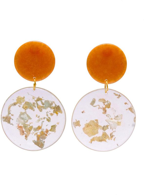 Orange White Drop And Dangelr Earrings Alloy Drops & Danglers