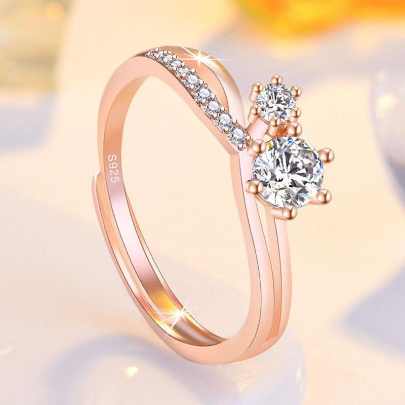 Artistic Solitaire Casual Everyday Ring For Women & Girls Stainless Steel Swarovski Crystal Gold Plated Ring