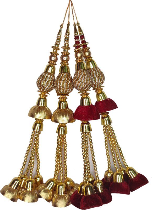 Navsha Creations Combo of 2 Latkan hangings gold and red Brooch  (Red, Gold)