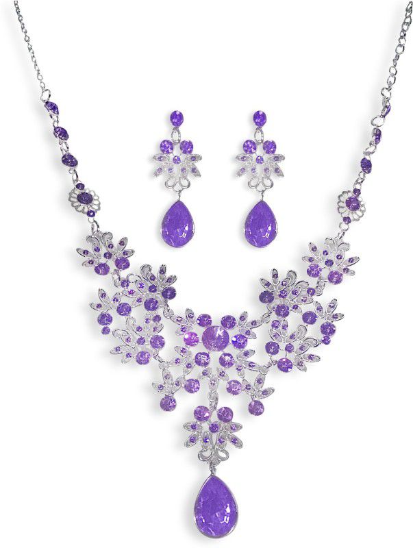 Alloy Rhodium Purple Jewel Set  (Pack of 1)