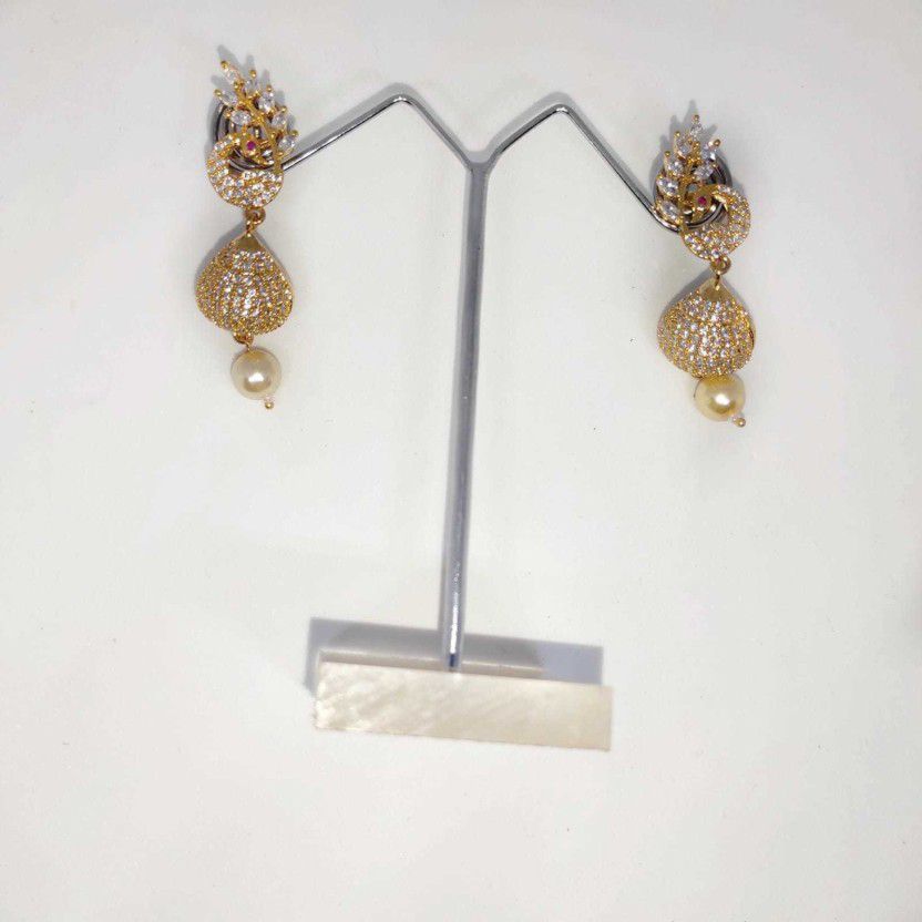 Rhodium plated Peacock Earrings AD Alloy Plug Earring