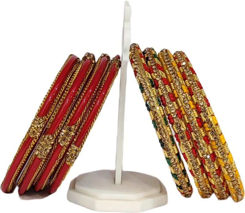 Glass Gold-plated Bangle Set  (Pack of 8)