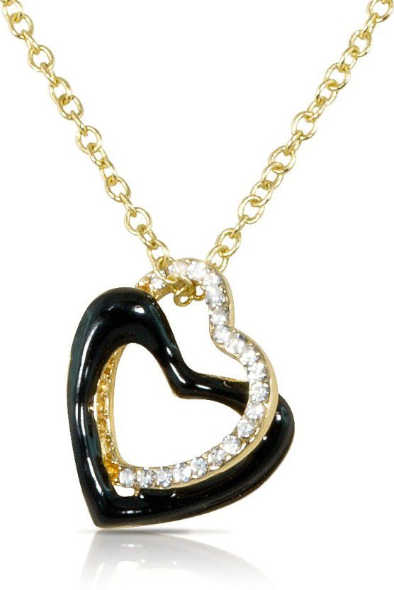 zircon zinc alloy heart shape pendant for Girls and women party wear casual wear gifting color golden Alloy, Zinc Locket Set