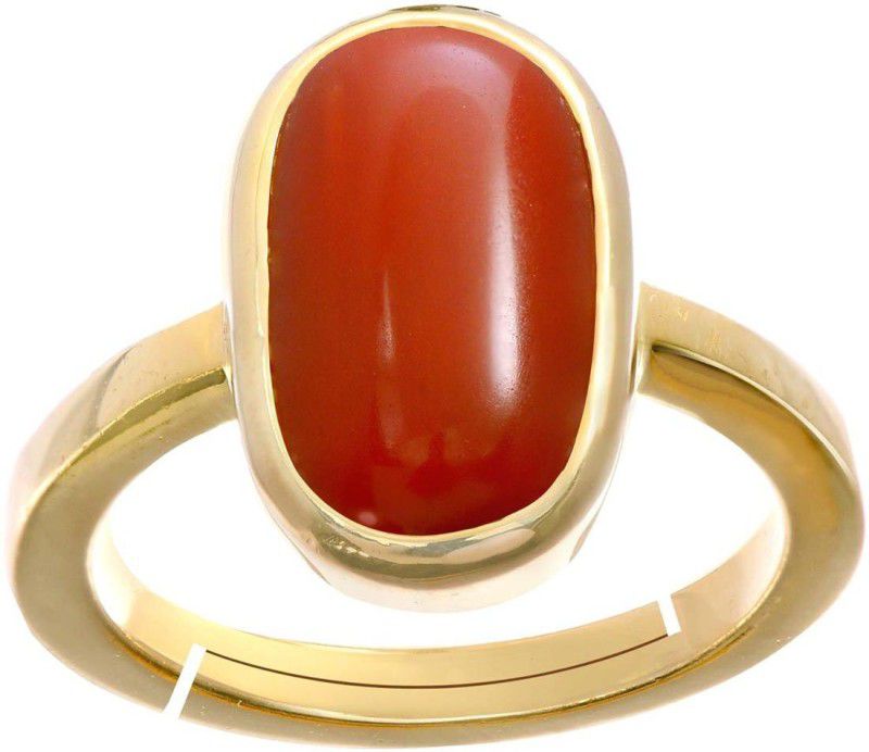 Coral Moonga 3.9cts or 4.25ratti Panchdhatu For Women Silver Coral Gold Plated Ring