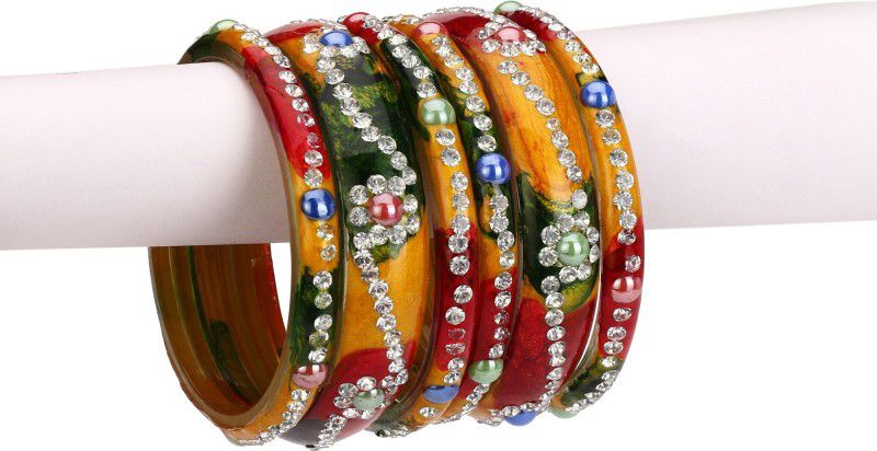 Glass Beads, Crystal Bangle  (Pack of 6)