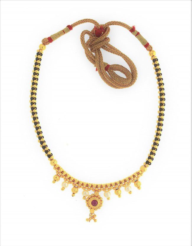 Maharashtrian Jewellery Traditional Kolhapuri Thushi Mangal sutra Sets Chain Pendant Necklace for Women girl Copper, Brass Mangalsutra