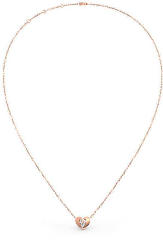 Candere by Kalyan Jewellers 14K (585) Rose Gold & Diamond V Pendant With Chain for Women 14kt Diamond Rose Gold Pendant
