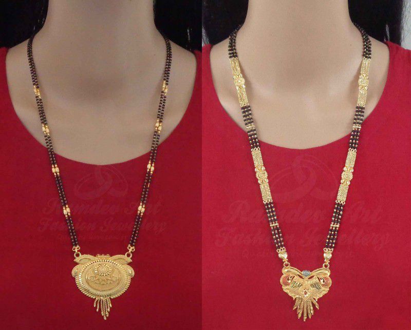 Stylish 28 inch long Gold Mangalsutra For Women Copper Mangalsutra